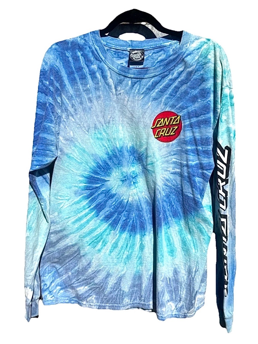 Santa Cruz Skateboards Blue Tie-Dye Long Sleeve Tee Size Large